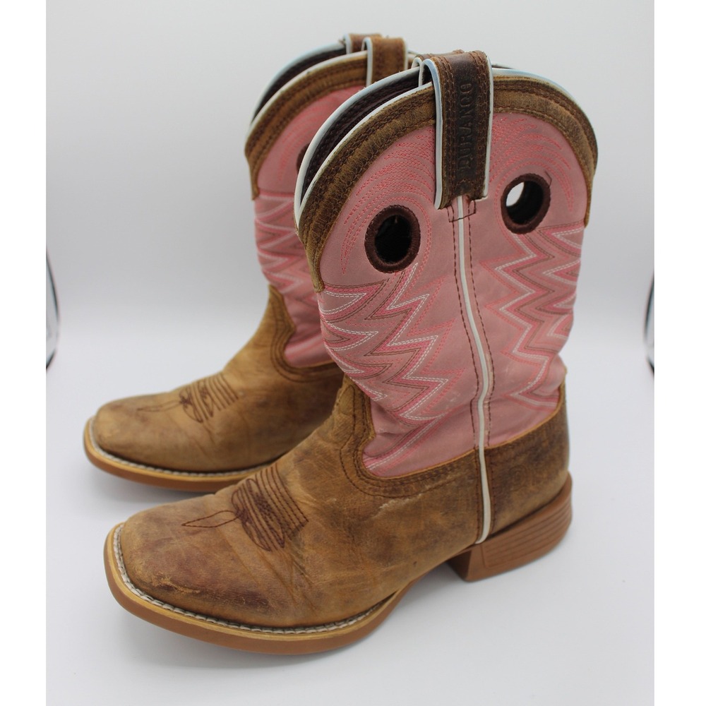 Durango Kids 8 Inch Western Boots  Pink Square Toe DBT0238Y Size 3.5M